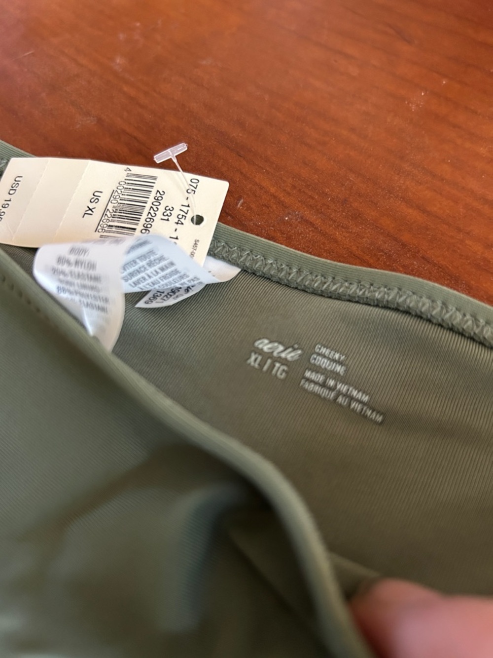 NWT AERIE OLIVE GREEN CHEEKY BIKINI BOTTOM sz XL - Picture 2 of 3